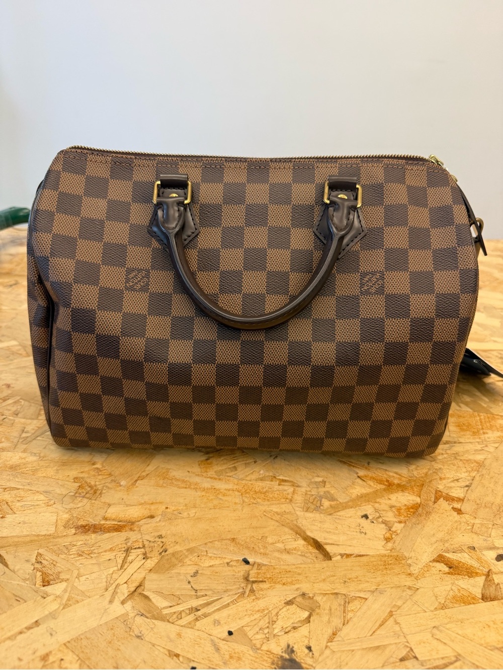 Louis Vuitton Damier Ebene Speedy 30 Brown Satchel Top Handle Bag w/ lock